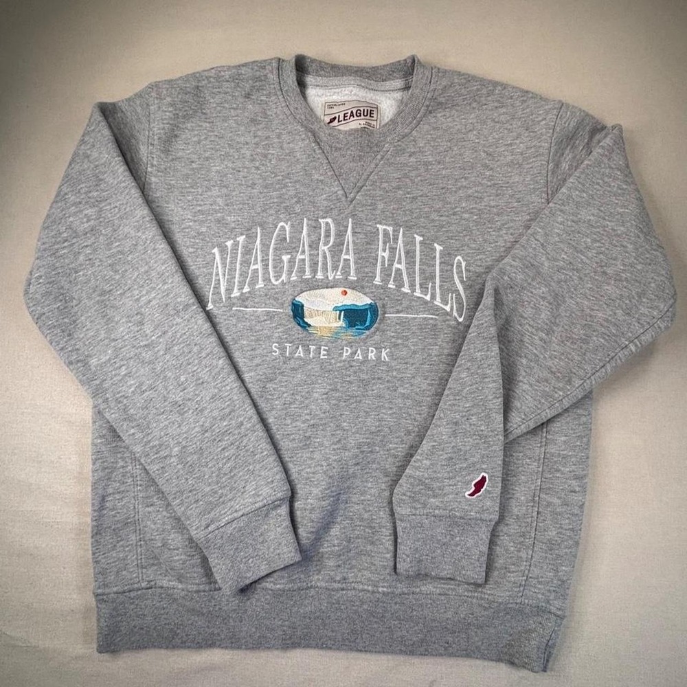 League graphic Niagara‎ Falls State Park gray crewneck sweatshirt